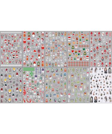 JMEOWIO 10 Sheets Christmas Nail Art Stickers Decals Self-Adhesive Snowflake Winter Holiday Cute Nail Supplies Nail Art Design Decoration Accessories - Buy Online on GoSupps.com