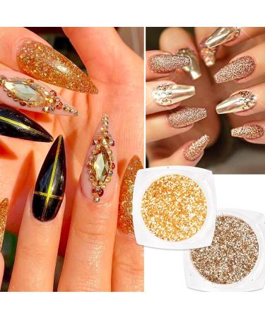 Shop Flofia 8 Boxes 3D Holographic Glitter Nail Decoration - Gold & Silver Rhinestone Art for Stunning Manicures - Buy Online on GoSupps.com