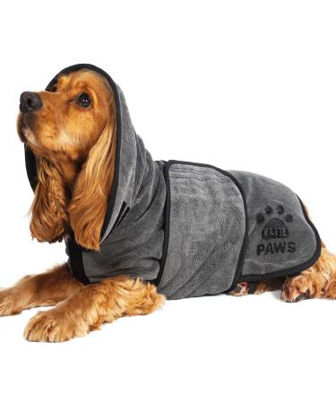 Elite Paws UK: Luxury Microfibre Drying Robe/Coat. Dry Your Pet In Around 20-30 Minutes. Super Absorbent Dressing Gown Ultra Soft Towelling Puppy Towel Pup Grooming/Shower/Bath Accessories (M) M - 40-48cm