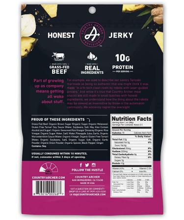 Country Archer Grass-Fed Teriyaki Beef Jerky 2.5 oz - High Protein Snack - Buy Online on GoSupps.com