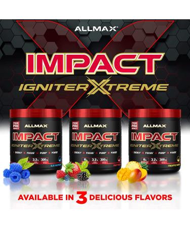 ALLMAX IMPACT Igniter Pre-Workout Blue Raspberry 11.6 oz | Boost Energy & Performance - Buy Online on GoSupps.com
