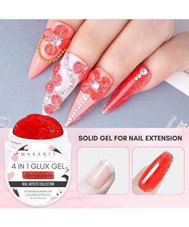 4-in-1 Makartt Solid Builder Gel for Nails: Strong 3D Sculpting & Rhinestone Adhesive - Crimson Allure - Buy Online on GoSupps.com