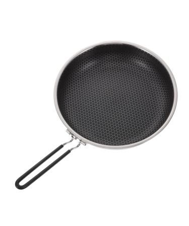 Zerodeko 1pc Outdoor Non Stick Pan Stainless Steel Bakeware Honeycomb Coating Pan Stainless Steel Skillet Honeycomb Folding Pot Flat Pan Nonstick Folding Wok Iron Camping Kettle