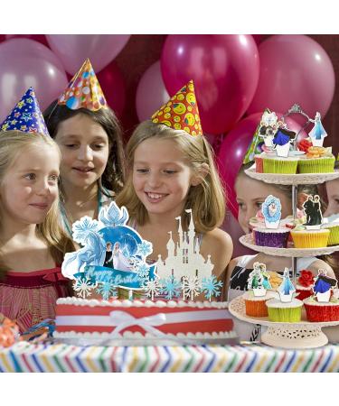 Ice Queen Cake Topper Set - 46 Pieces Elsa Princess Decorating Kit for Birthday Parties | Muffin & Cake Decorations for Girls - Buy Online on GoSupps.com