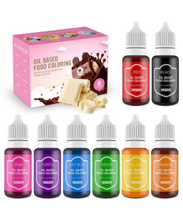 Upgraded Oil Based Food Dye Coloring for Chocolate Candy Cake - DaCool Edible Food Coloring for Cake Decorating Baking Cake Color for Cookie Icing Frosting Fondant Meringues - .35 Fl.Oz Bottles
