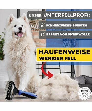 Decendo Subfell Brush for Dogs & Cats | 2-in-1 Fur Care Brush for Medium to Long Hair | Easy Grooming Against Knotting | XL Subkinet Brush in Blue - Buy Online on GoSupps.com