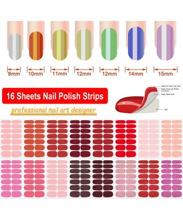 DANNEASY 16 Sheets Red Nail Wraps - Self Adhesive Nail Polish Stickers for Women - Gel Nail Sticker Fingernail Stickers Manicure Kit with Nail File and Cuticle Stick - Buy Online on GoSupps.com