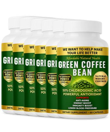 Green Coffee Bean Extract 100% Pure Green Coffee Bean Capsules 50% Chlorogenic Acid 1000 mg Strength 360 Capsules 12 Month Supply Non-GMO and Gluten Free Traditional Herbal Supplement