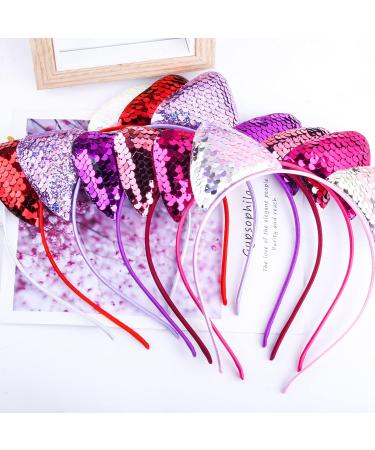REQO 18 Pieces Cat Ears Headbands Set Cute Glitter Cat Head Accessories Flashing Girls Sequins Headdress Party Supplies For Night Clubs Raves Concert Party Christmas Halloween Adults Kids child - Buy Online on GoSupps.com