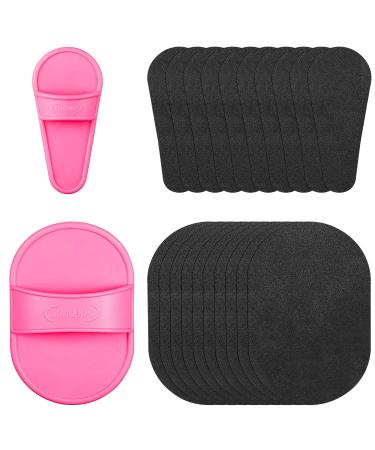 102 Pieces Hair Removal Pad Sets Smooth Away Hair Removal Kit, 2 Sizes Smooth Legs Skin Pad and 100 Pieces Exfoliation Fine Sandpaper, Lip Facial Hair Removal Pad for Women Girls (Black Sandpaper)