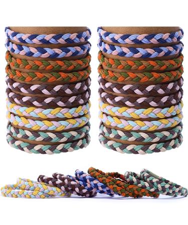 20 PCS Color Braided Boho Hair Ties For Women Cute Hair Bands For Baby Toddler Girls Kids Small Mini Hair Elastics Thick Hair Thin Hair Goody No Damage Ponytail Holders (Forest Series)