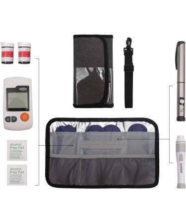 LAVIEVERT Diabetes Travel Carry Bag Insulin Cooler Case Diabetic Medication Cooler Diabetic Care Organizer with a Shoulder Strap and 4 Ice Packs - Dark Gray - Buy Online on GoSupps.com