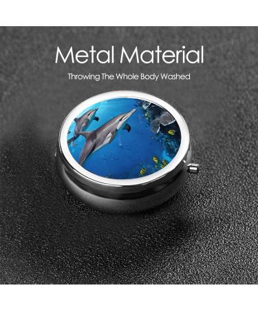 Killer Whale Round Pill Box | 3 Compartment Travel Medicine Organizer | Mini Decorative Pocket Purse for Vitamins & Tablets - Buy Online on GoSupps.com