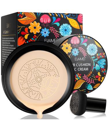 Mushroom Head CC Cream Nude Makeup Face CC Cream Foundation for Skin Moisturizing Concealer Lasting Brightens Multiple functions Nourishes skin & Invisible Pores 2-in-1(Natural Color)