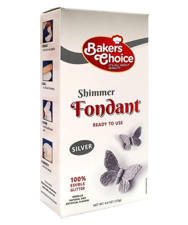 Silver Fondant Icing - 4.4 oz. - Ready to Use Cake Decorating Frosting - Easy To Roll, Kosher, Dairy Free, and Nut Free Silver Fondant For Cakes Cupcakes and Cookies - By Baker’s Choice