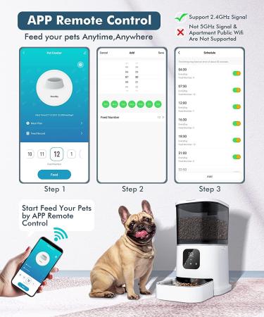 ZOKALEY Automatic Cat Feeder | WiFi Enabled Programmable Pet Feeder with Stainless Steel Bowl | Timed Food Dispenser for Dogs and Cats | Portion Control | Remote App Control | Voice Recorder | Small & Medium Pets (B-White) - Buy Online on GoSupps.com