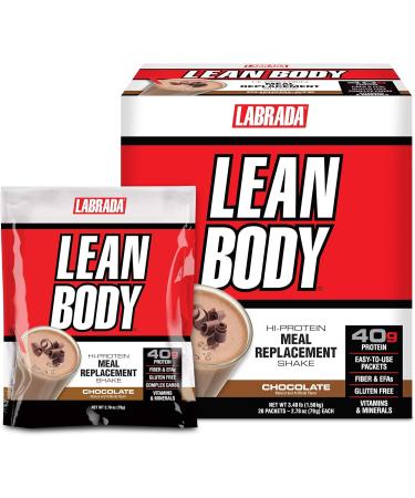Labrada Nutrition Lean Body Hi-Protein Meal Replacement Shake Chocolate 2.78 Ounce (Pack of 20) Packets Chocolate 55.6 Ounce (Pack of 1)