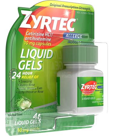 Zyrtec 24 HR Indoor/Outdoor Allergy Relief Liquid Gels - 40 ct - Cetirizine HCI Antihistamine - Buy Online on GoSupps.com