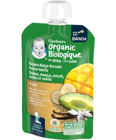GERBER Organic Baby Pur e Banana Mango Avocado Vanilla Quinoa 90 ml - Buy Online on GoSupps.com