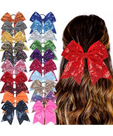 Xansema Deep Purple Sequins Large Cheer Bow Hair Tie for Women, Girls, Teens & Kids - Buy Online on GoSupps.com