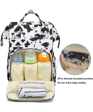 Diaper Bag Backpack for Baby Girls  Yusudan Mom Waterproof Large Nappy Bags for Women Cow Print White - Buy Online on GoSupps.com