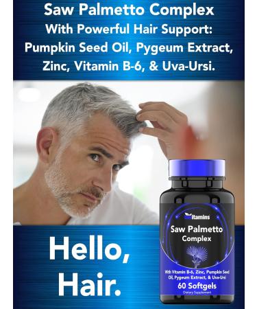 Tnvitamins Saw Palmetto Complex with Pygeum Extract - Prostate Supplement for Men | Supports Hair Growth & Urinary Tract Health - Buy Online on GoSupps.com