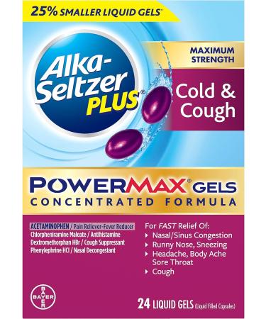 Alka Seltzer Plus Maximum Strength PowerMax Cold and Cough Medicine Liquid Gels - 24 Count - Buy Online on GoSupps.com
