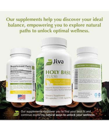 Jiva Botanicals Holy Basil Capsules - Premium Holy Basil Extract with Tulsi Powder - Ayurvedic Herb Alternative to Tincture - 90 Vegan Capsules 90 Count (Pack of 1) - Buy Online on GoSupps.com