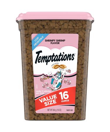 TEMPTATIONS Classic Crunchy and Soft Cat Treats, SHRIMPY Shrimp, Multiple Sizes 1 Pound (Pack of 1)