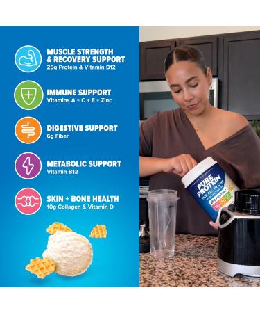 Pure Protein All-In-One Powder Vanilla - Whey & Collagen High Fiber Vitamins No Added Sugar Non-GMO Gluten-Free 1.25lb - Buy Online on GoSupps.com