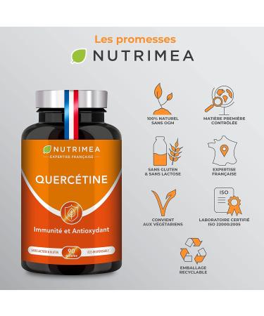 QUERCETINE 600 mg - Vegan & Excipient Free - With Bromelain & Vegetable Vitamin C - Powerful Antioxidant Strengthens Immunity - Nutrimea - 90 Capsules - Made in France - Buy Online on GoSupps.com
