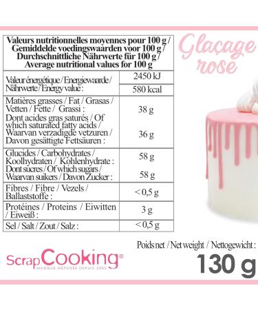 Scrapcooking Drip Cake Glasur Rosa 130g - Quick-Drying Cake Glaze for Decoration | Perfect for Cakes Cookies and Donuts - Ideal for Birthdays and Celebrations - Buy Online on GoSupps.com