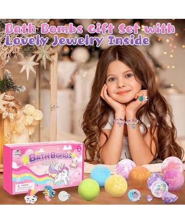 Kids Bath Bombs 8 Pack Gift Set - Handmade Bubble Spa Fizzies with Surprise Jewelry Inside - Perfect for Women, Girls - Unicorn Mermaid Rings Bracelets - Ideal Birthday Gift - Buy Online on GoSupps.com