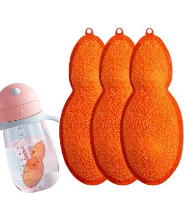 Reusable Bottle Cleaning Sponge Heat Resistance Bottle Sponge Bottle Cleaning Beans Bottle Cleaning Sponge Beans Bottle Cleaner Brush Pea-Shaped Brushes Cleaning Sponges for Inside Cleaning Orange1 - Buy Online on GoSupps.com