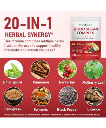 Herbal Wellness Complex Multi-Herb Formula with Berberine Fenugreek Cinnamon Mulberry & Bitter Melon Supports Healthy Metabolic Function Energy & Overall Wellness 300 Plant-Based Softgels - Buy Online on GoSupps.com