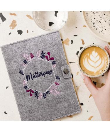 Cozy Racoon Mutterpass Cover - Pink Felt Hexagon | Made in Germany | Personalized Gift for Pregnant Mothers | Includes Pockets for Insurance Card & Ultrasound Images - Buy Online on GoSupps.com