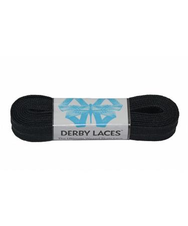Derby Laces Solid Black - Flat, 10mm Wide, for Boots, Skates, Roller Derby, and Hockey Skates 60 Inch / 152 cm