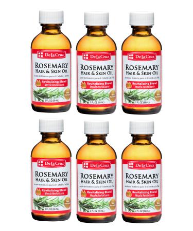 Rosemary Essential Oil for Skin and Hair - Rosemary Oil Blend Moisturizer with Castor Avocado and Olive Oil - Topical Use Only 2 FL. OZ. (59 mL) (6 Bottles)