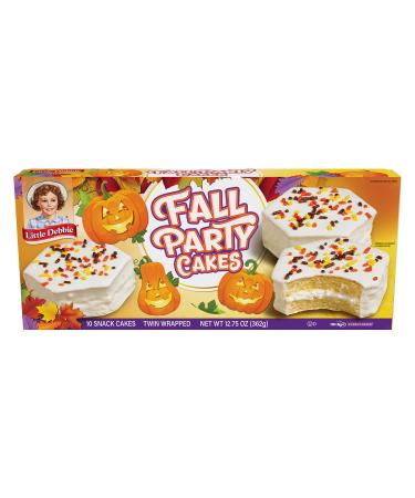 Little Debbie Fall Party Cakes, Vanilla, 10 Twin Wrapped Cakes, 12.77 Ounce