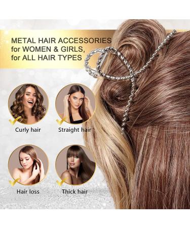 2 Pcs Metal Hair Clips for Women - Gold & Silver Nonslip Claw Clips for Thick Hair - Wedding & Bridal Accessories - Jumbo Size Type B - Buy Online on GoSupps.com