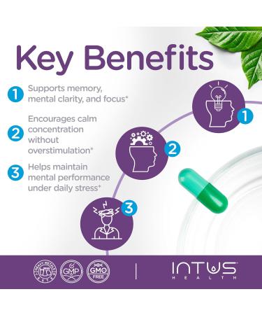 Intus Mind Bacopa Ayurvedic Supplement with Brahmi Supports Cognitive Support & Mental Clarity 60 Capsules - Buy Online on GoSupps.com