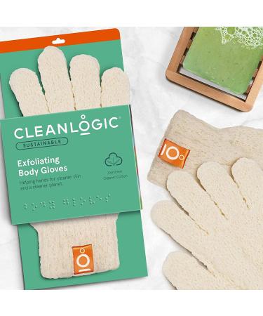 Clean Logic Exfoliating Bath & Shower Gloves - 1 Pair for Smooth Skin - Buy Online on GoSupps.com