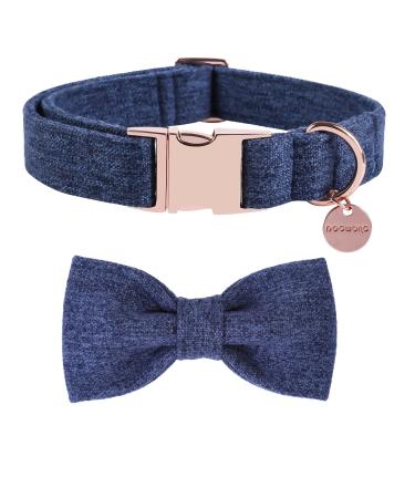 Dogwong dog collar with removable fly blue pet collar dog dog gift for girls or young dogs comfortable adjustable dog collar for small medium -sized dogs small (pack of 1) dark blue