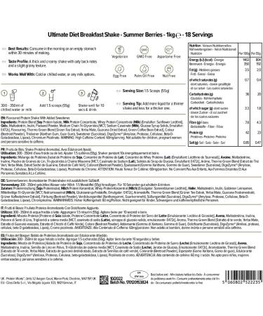 Protein Works - Ultimate Diet Breakfast Shake | Low Calorie Breakfast Shake | Low Sugar High Protein Breakfast | 18 Servings | Summer Berries | 1kg Summer Berries 1kg - Buy Online on GoSupps.com
