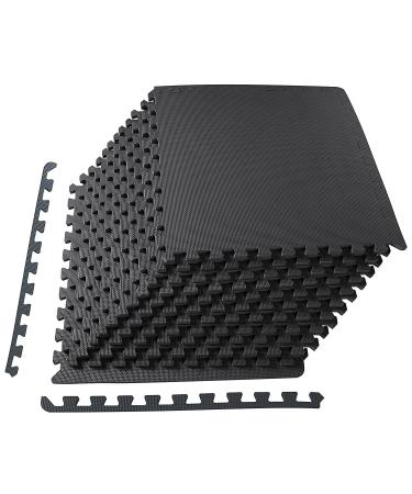 BalanceFrom Puzzle Exercise Mat with EVA Foam Interlocking Tiles Black 1/2" Thick, 48 Square Feet