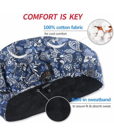 ABAMERICA Navy Feather Bouffant Cap with Button and Sweatband - Adjustable Working Hat | Unisex One Size | Single Layer - Buy Online on GoSupps.com