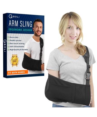QQOLi Arm Sling for Broken Fractured Bones Elbow Shoulder Injury  Rotator cuff Adjustable Medical Brace Surgery Left and Right Arm  Men and Women