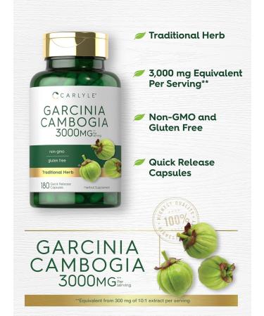 Carlyle Garcinia Cambogia 3000mg | 180 Capsules | Non-GMO | Gluten Free Supplement Extract - Buy Online on GoSupps.com