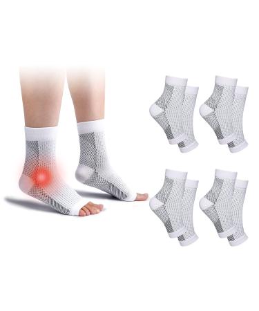 4 Pairs Neuropathy Socks Plantar Fasciitis Socks Compression Socks for Women & Men Ankle Support Brace for Sprained Ankle Breathable Anti-Slip Soothe Socks for Pain Relief White 2-4.5 - Buy Online on GoSupps.com